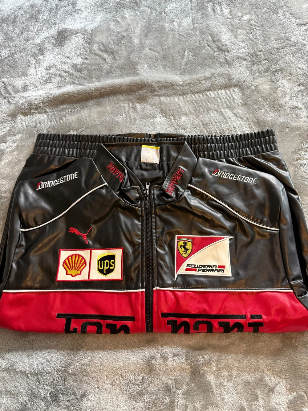 Ferrari Black and Red Logo Racing Bomber Jacket